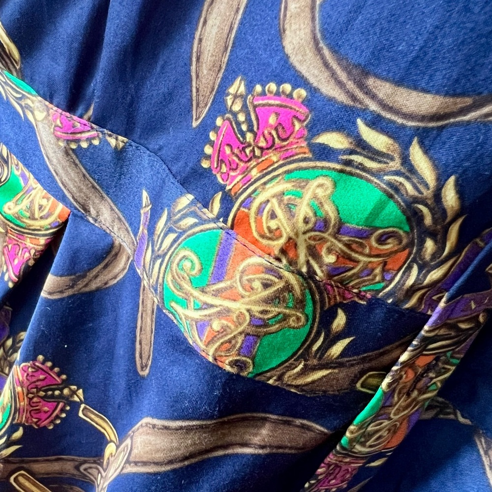 Ralph Lauren Navy Chain Print Blouse - Picture 5 of 7